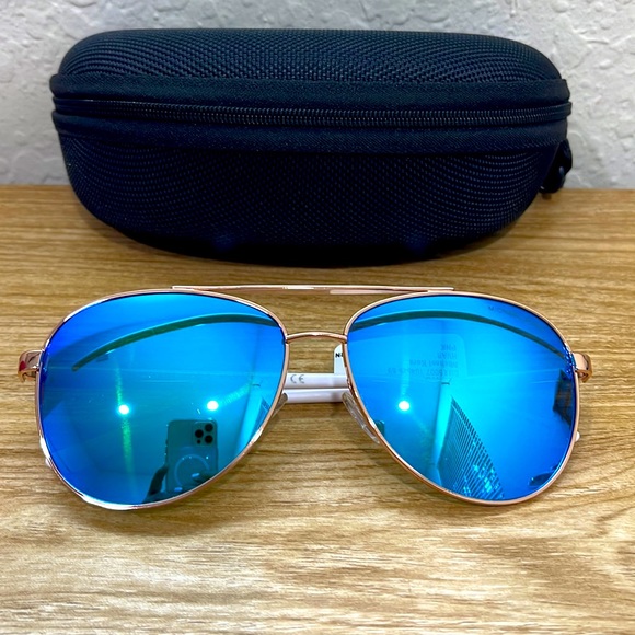 Michael Kors Hvar MK5007 MK/5007 1045/25 Rose Gold White Pilot Sunglasse…
